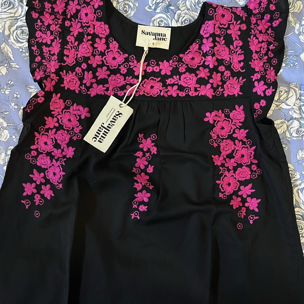Savanna Jane New Black and Pink Floral top